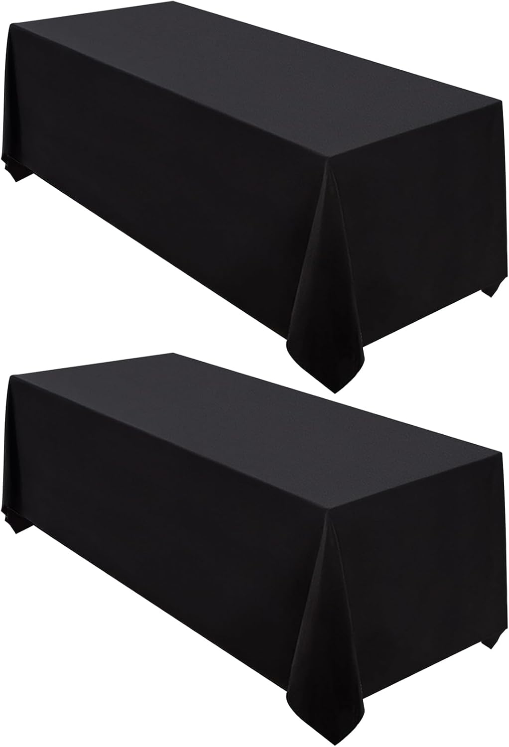 Surmente 2 Pack Black Tablecloth 90 x 132-inch Rectangular Polyester Table Cloth for Weddings, Banquets, or Restaurants