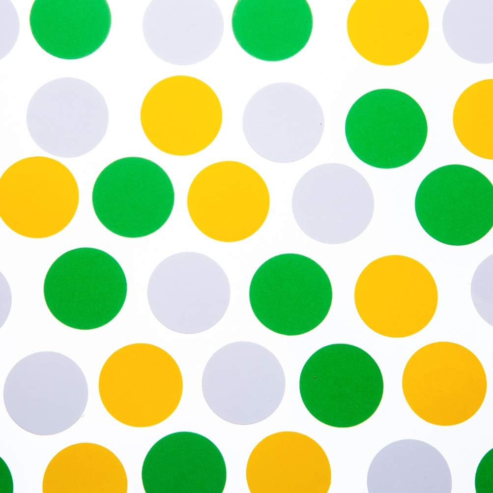 Glitter Confetti Circle Dots for Table Wedding Birthday Party Decoration, 1.2 inch in Diameter (yellow,green,white,200pc)