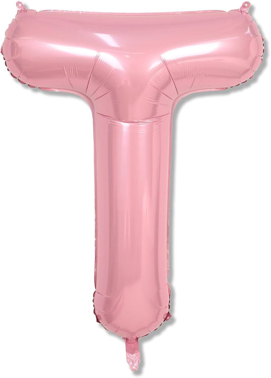 Custom Balloon Letter T - Large Mylar Helium Alphabet T - Pastel Pink Decor, 40" Inflatable Light Pink Letter T Foil Balloons for Girls Birthday Party Decoration Supplies