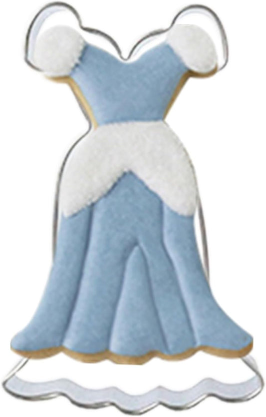 Large Size Dress Shaped Cookie Cutter, Stainless Steel Short Sleeved Wedding Dress Princess Dress Cookie Cutter, 4.9 Inches