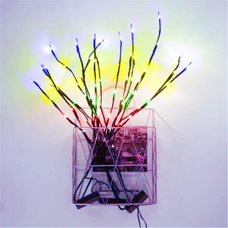 MENCH Branch Lights,3 Pcs Twig Light USB&Battery Powered 8 Flashing Modes by Remote Control.Branch Lights for Indoor, Light Up Decorations for Halloween Day and Christmas,Multi-Color