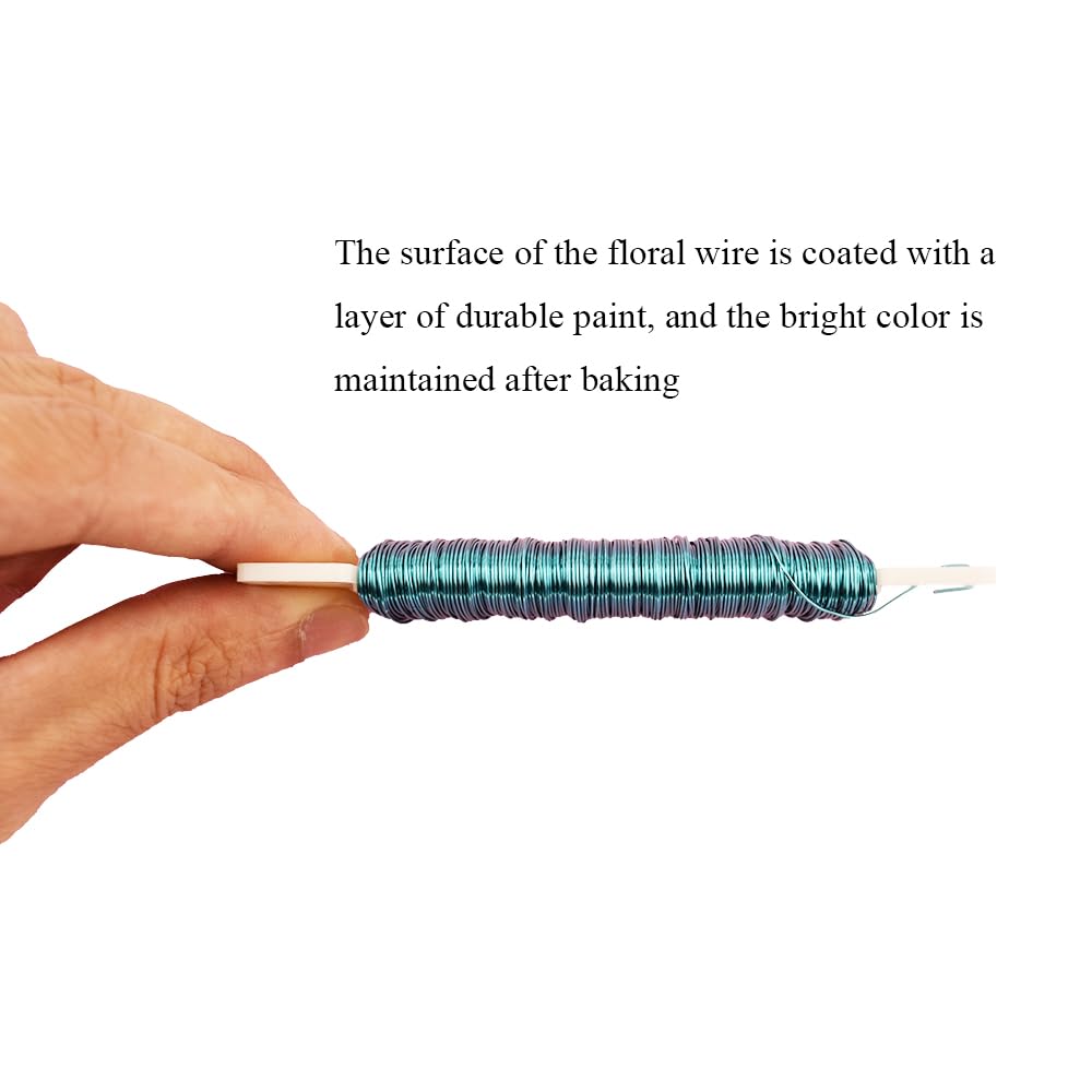 HAHIYO 26Gauge Blue Metal Floral Wire - 1 Roll, 38 Yards (115 Feet) - Flexible Paddle Wire for Craft, Christmas Wreath, Flower Arrangement, Bouquet Wrapping, Wedding, DIY