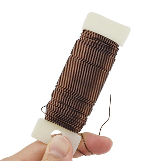 HAHIYO 22Gauge Coffee Color Metal Floral Wire - 1 Roll, 38 Yards (115 Feet) - Flexible Paddle Wire for Craft, Christmas Wreath, Flower Arrangement, Bouquet Wrapping, Wedding, DIY