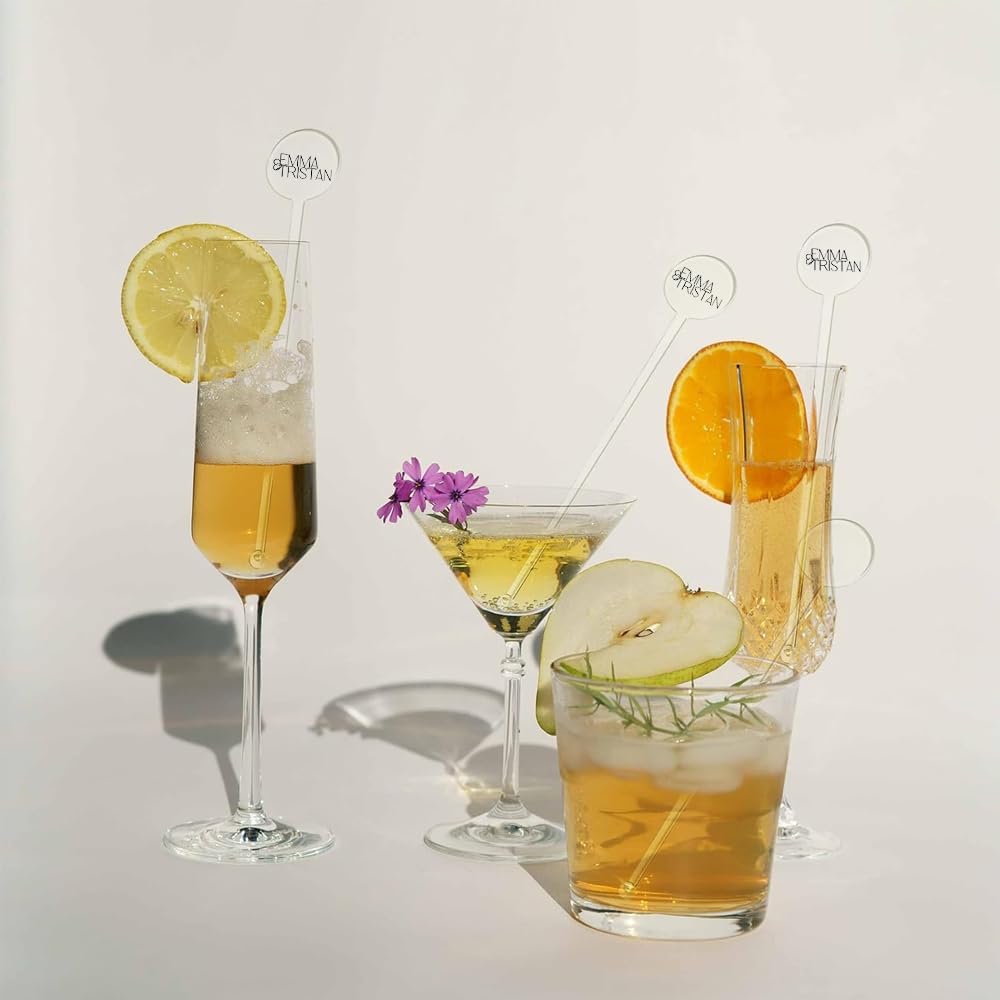 Personalized Wedding Drink Stirrers, Custom Anniversary Stir Swizzle Sticks, Cocktail Bar Last Name Wedding Decorations, Customized Cocktail Stirrers 3