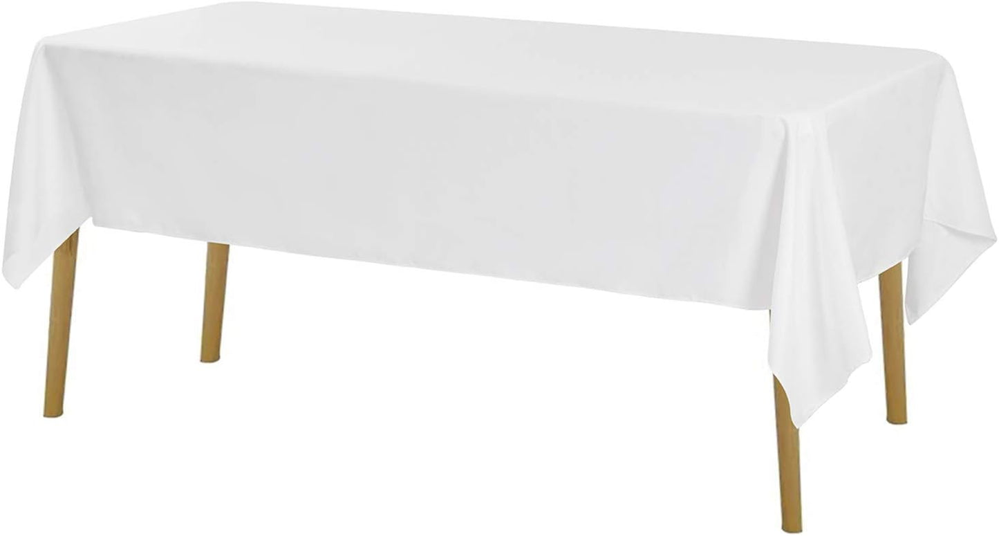 Rectangle Tablecloth 60x120 inch Washable Polyester Fabric Table Cloth for Wedding Party Dining Banquet Decoration（60x120, White）