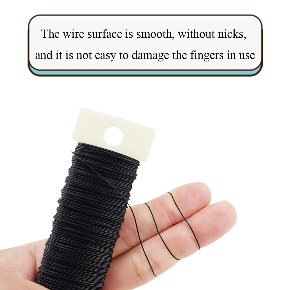 HAHIYO 26Gauge Black Metal Floral Wire - 3 Rolls, 115 Yards (345 Feet) - Flexible Paddle Wire for Craft, Christmas Wreath, Flower Arrangement, Bouquet Wrapping, Wedding, DIY
