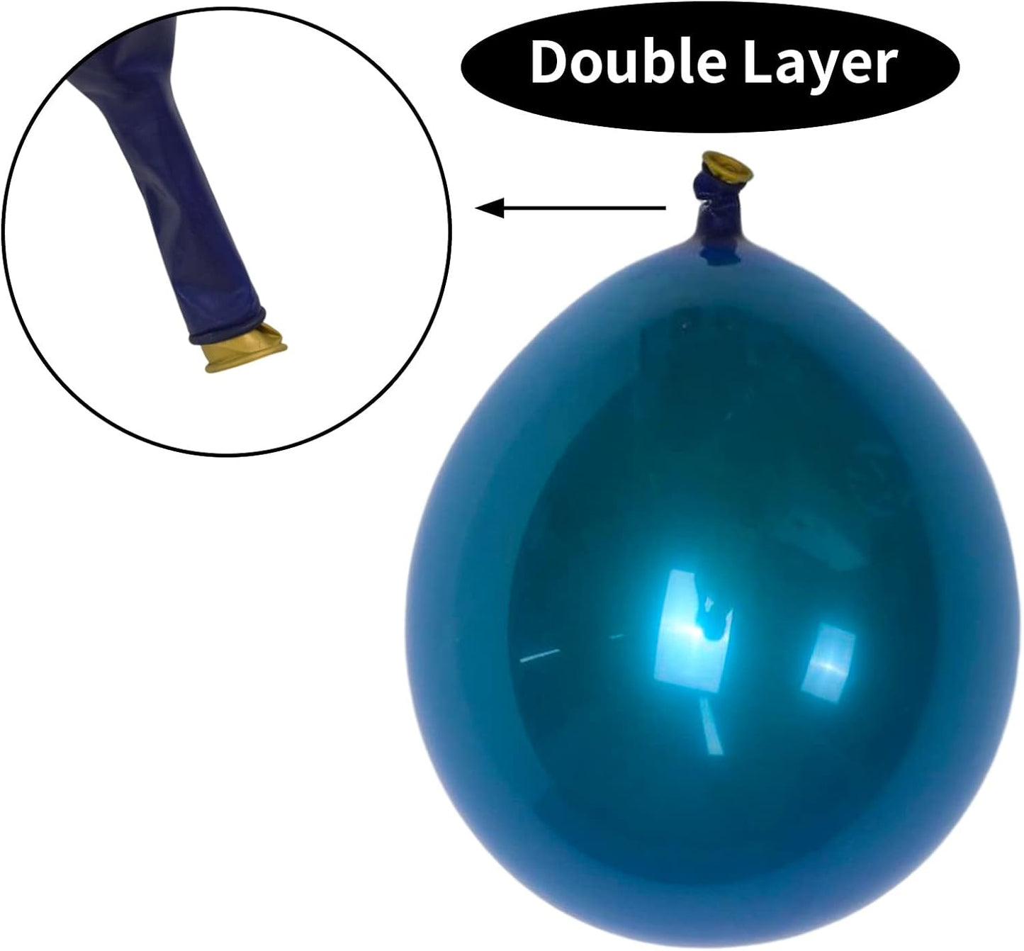 KEPMOV Chrome Blue Balloons 12 Inch, 30pcs Double-Layered Metallic Light Blue Balloons for Birthday Wedding Graduation Party Decoration Supplies