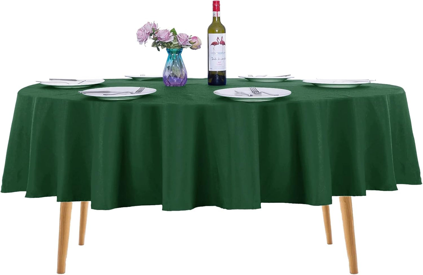 Ascoza 2pack 70 Inch Hunter Round Tablecloth in Washable Polyester Fabric for Wedding/Banquet/Restaurant/Parties