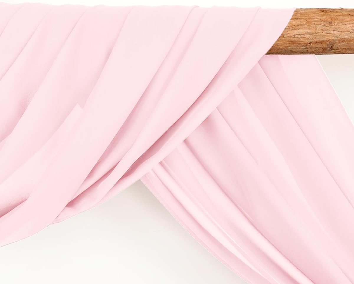 Wedding Arch Draping Fabric 1 Panel 30'' x 18FT Blushing Pink Sheer Chiffon Arch Drapery for Photo Booth Bridal Shower Baby Shower Church Decor Newborn Photography Christening Outdoor Party