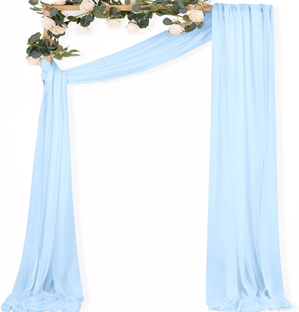 MLMC Baby Blue Wedding Arch Draping Fabric 1 Panel 29" x 20 FT Extra Long Gauze Drapes Sheer Backdrop Curtains 6.6 Yards Outdoor Drapery Panels for Wedding Baby Shower Party Ceiling Decoration