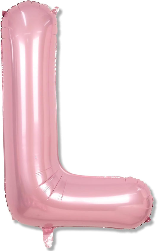 40 Inch Giant Pastel Pink Letter Balloon, Alphabet L Foil Balloons Light Pink, Self Inflating Balloon Pearl Pink Letter L, Mylar Letter Customize Balloons for Women Birthday Party Decoration Supplies