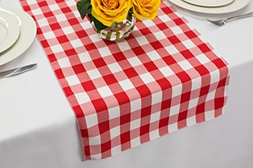 Polyester Wedding Table Runner 14" x 72" (Red and White Gingham)