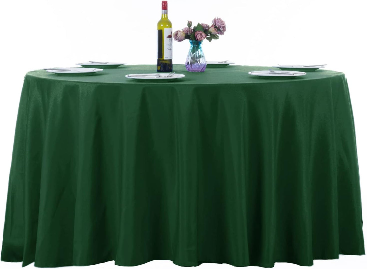 Ascoza 2pack 132 Inch Hunter Round Tablecloth in Washable Polyester Fabric for Wedding/Banquet/Restaurant/Parties