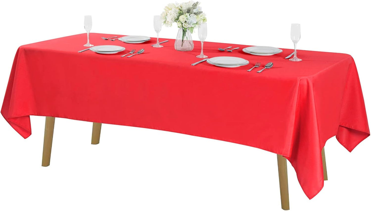 Rectangle Tablecloth 60x102 inch Washable Polyester Fabric Table Cloth for Wedding Party Dining Banquet Decoration（60x102, Red）