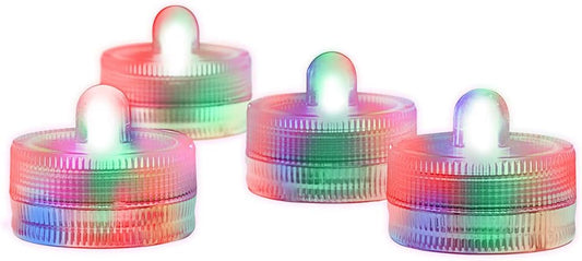 Submersible LED Lights cr2032 Battery Powered Underwater Waterproof LED Tea Light Candles for Events Wedding Centerpieces Vase Floral Xmas Holidays Home Decor Lighting(Pack of 12) (Multi-colored)