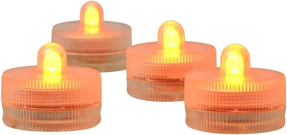 KITOSUN Submersible LED Lights cr2032 Battery Powered Underwater Waterproof LED Tea Light Candles for Events Wedding Centerpieces Vase Floral Xmas Holidays Home Decor Lighting(Pack of 12) (Orange)