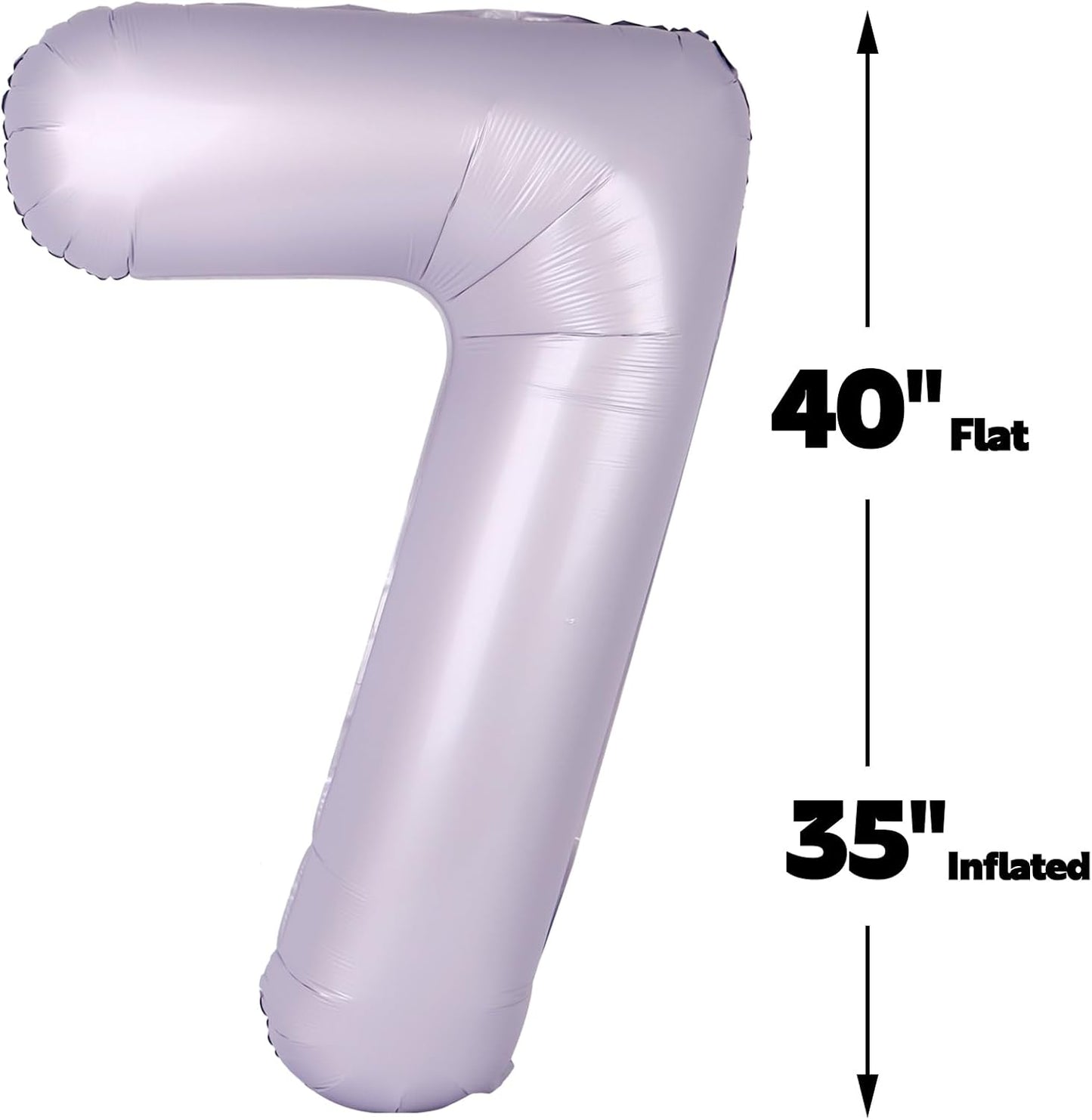 Digital Number 7 Lavender Birthday Balloon 40 Inch, Foil Balloons for 7 17 27 70 77 Party Decorations Supplies, Lilac Mylar Numbers Balloon for Seven Wedding Anniversary