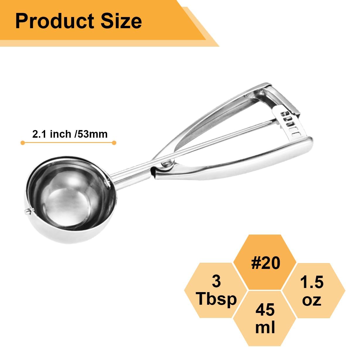 Cookie Scoop 3 Tbsp, Size #20, 3 Tablespoon Cookie Scoop for Baking, Ice Cream Scoop With Trigger, 18/8 Stainless Steel, For Cookies, Cupcake, Muffin, Ice Cream, Meatball