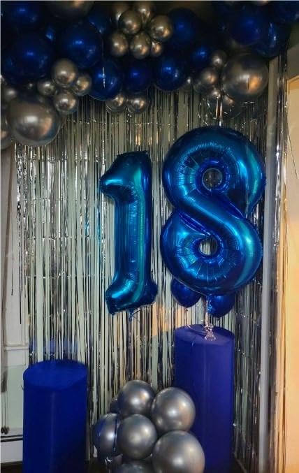 Giant Navy Blue 18 Balloon Number 40 Inch, 18 Number Balloons Birthday Supplies, 18 Year Old Birthday Party Celebration, 18 Balloons Graduations Anniversary Decorations