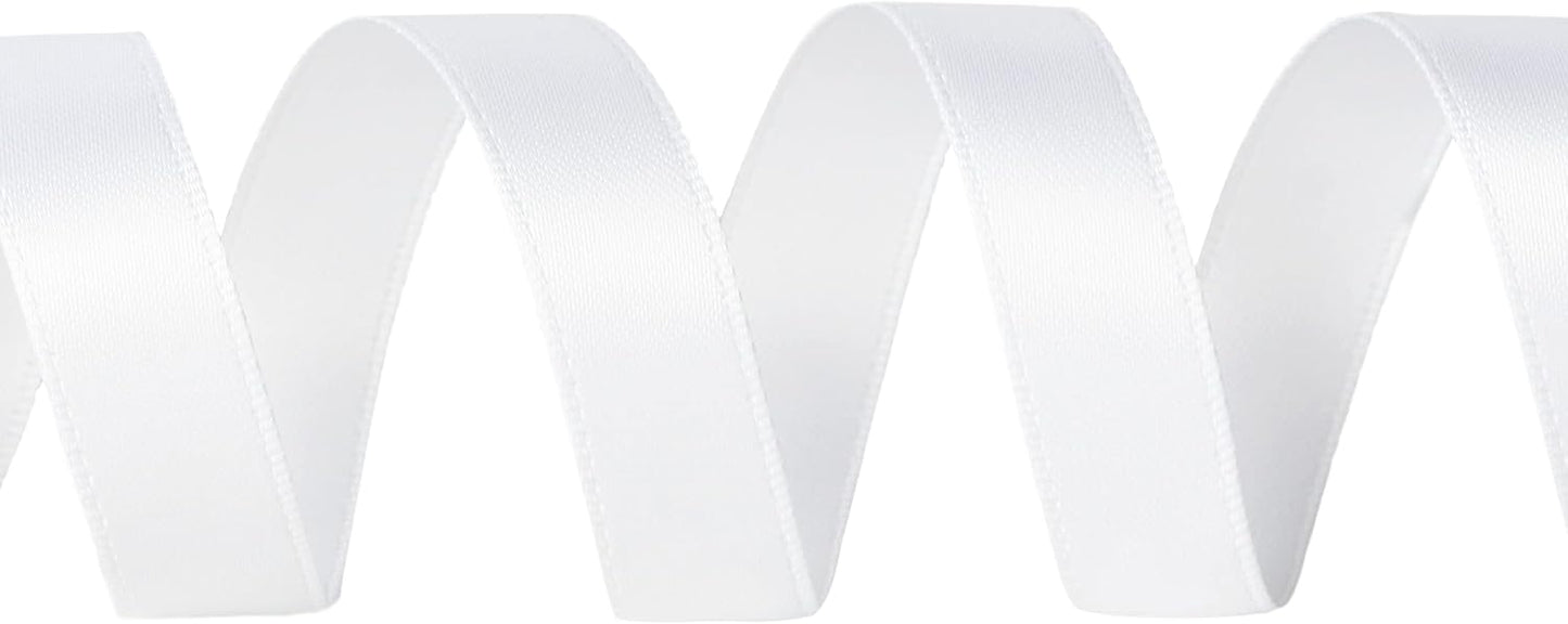 Ribbli Double Faced White Satin Ribbon,1/2” x Continuous 25 Yards,Use for Bows Bouquet,Gift Wrapping,Floral Arrangement