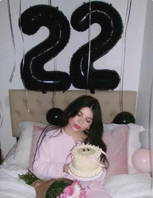 40 Inch Big Black Number 22 Balloon Birthday Decoration, Numbers 22 Helium Balloons 22 Celebration, Boy Girl Baby Anniversary Party Graduations Supplies Decorations