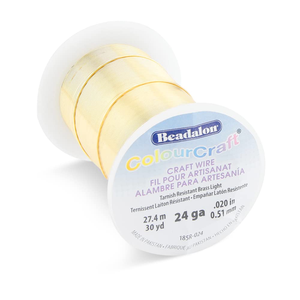 Beadalon ColourCraft Wire, 24 Gauge, Brass Light Color, 30 yd Spool