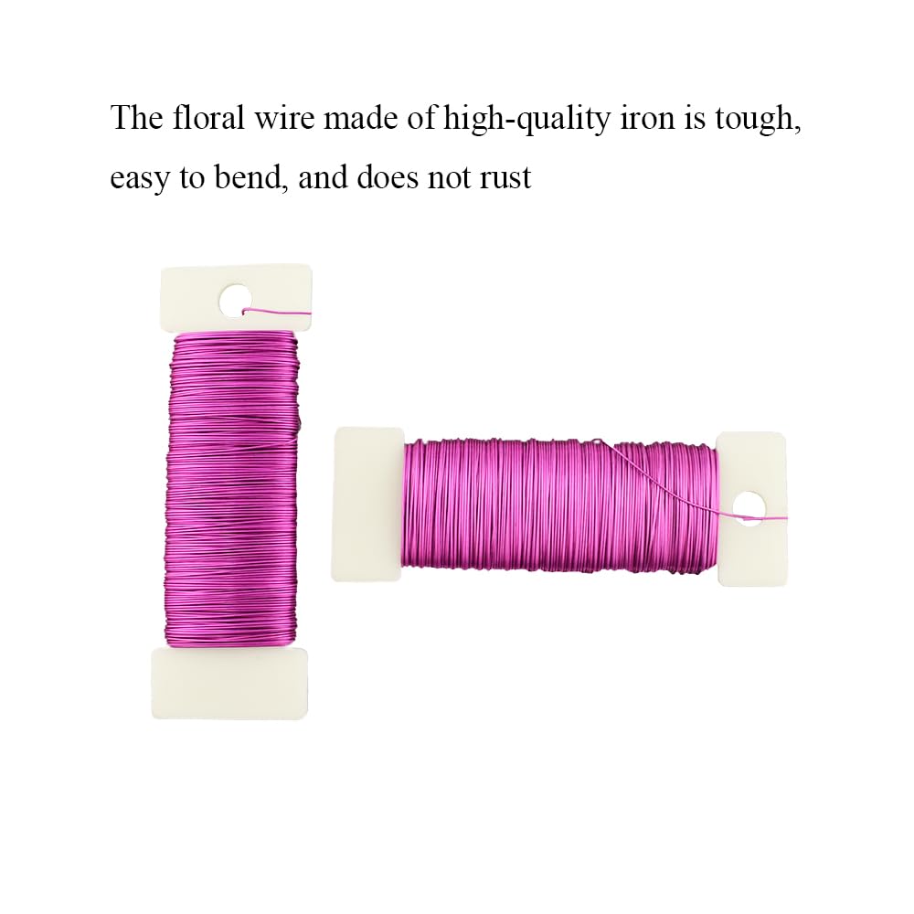 HAHIYO 26Gauge Pink Metal Floral Wire - 1 Roll, 38 Yards (115 Feet) - Flexible Paddle Wire for Craft, Christmas Wreath, Flower Arrangement, Bouquet Wrapping, Wedding, DIY