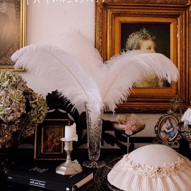 Happy Feather 16-18 inch Purple Ostrich Feathers Craft for Wedding Party Centerpieces Home Decoration DIY Craft Pack of 10-Champagne