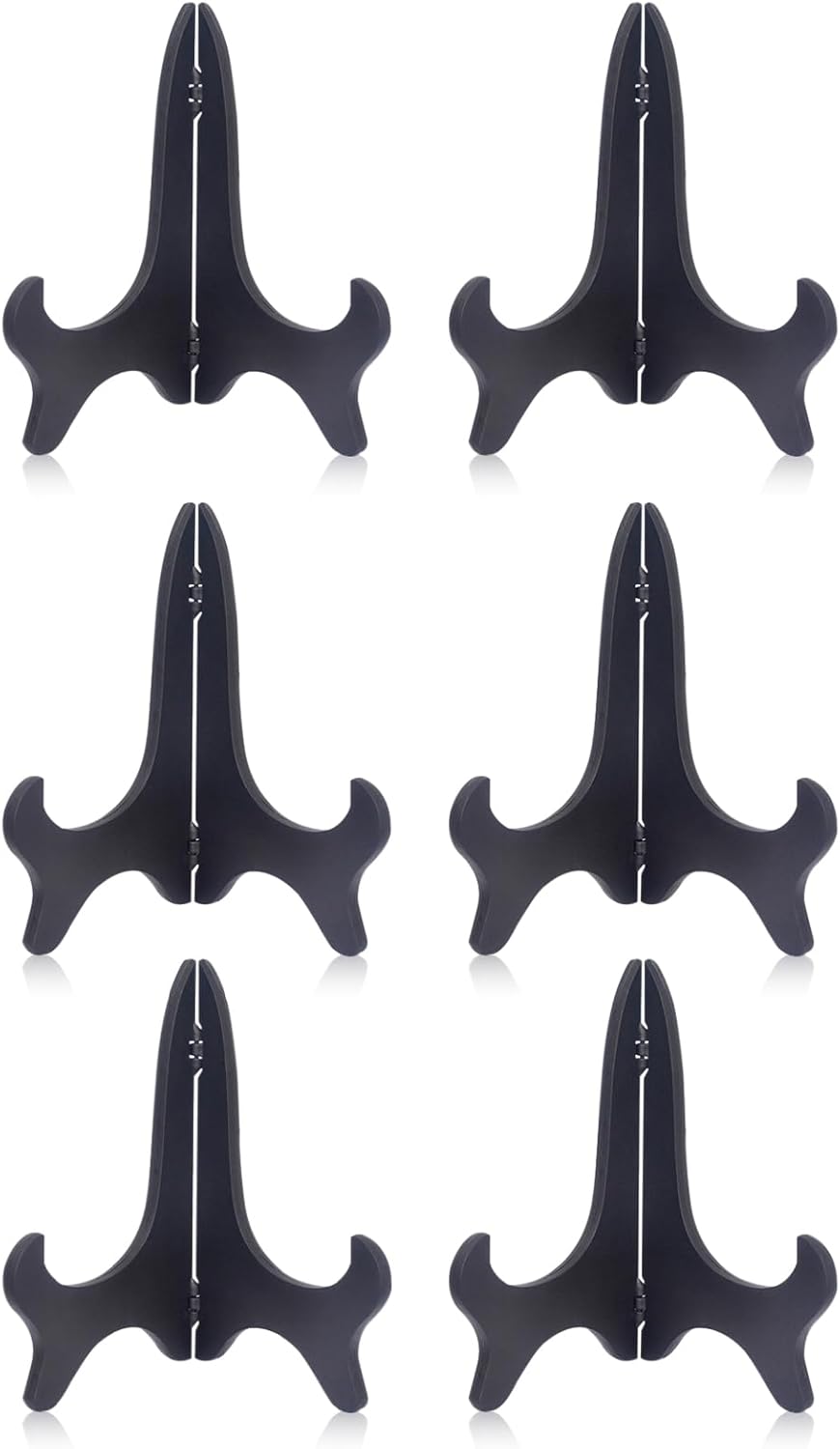 6Pcs 7 Inch Plate Stand, Small Folding Display Easels and Picture Holders for Decorative Picture Frame (Black)