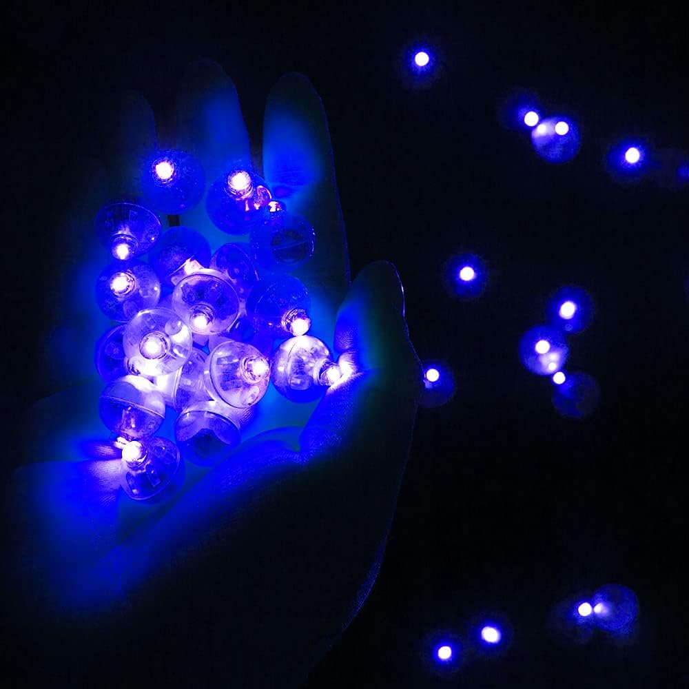 100pcs Blue LED Balloon Light, Round LED Ball Lamp Tiny Led Lighting Decoration for Indoor Outdoor Party Event Fun Wedding Festival Birthday Halloween Christmas Party Supplies