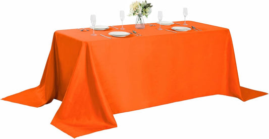Rectangle Tablecloth 90x156 inch Washable Polyester Fabric Table Cloth for Wedding Party Dining Banquet Decoration（90x156, Orange）