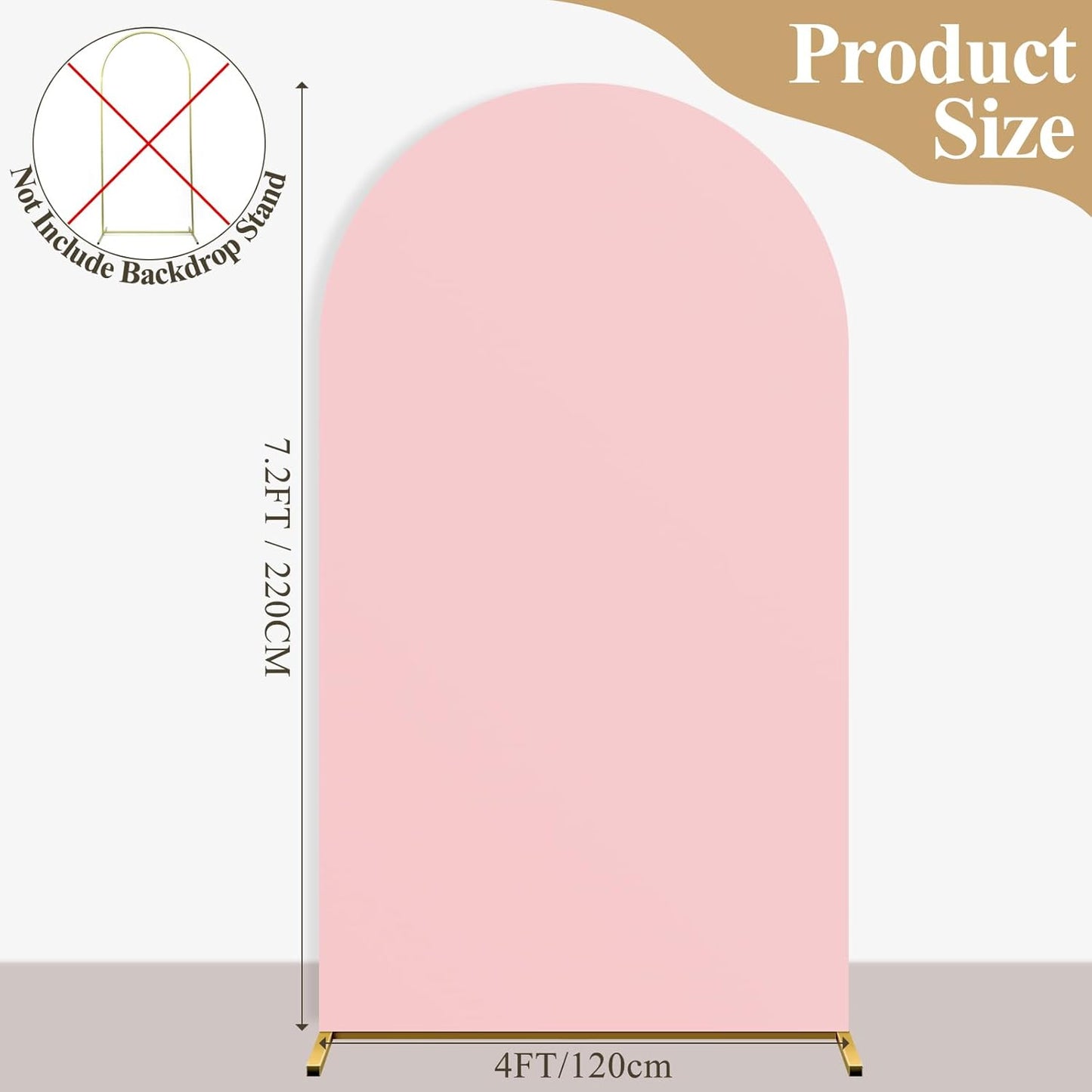 Ledido Wedding Arch Backdrop Cover 7.2FT Arch Covers Fitted Stretchy Spandex Round Top Stand Backdrop Cover for Wedding Banquet Ceremony Birthday Party Baby Shower Event Decoration,Pink