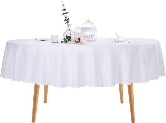 Ascoza 2pack 90 Inch White Round Tablecloth in Polyester Fabric for Wedding/Banquet/Restaurant/Parties