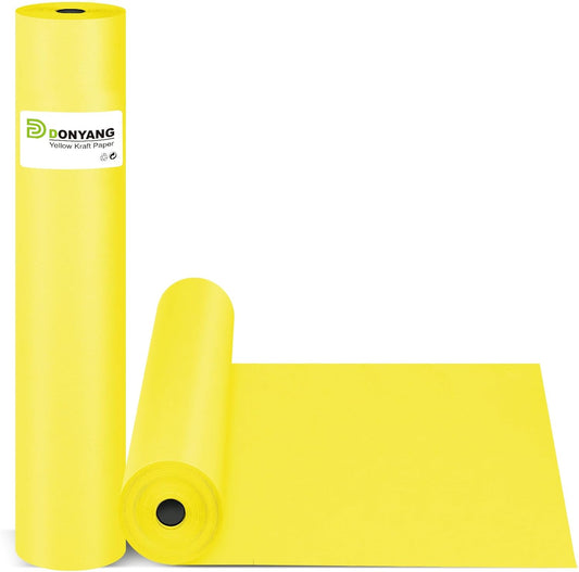 Yellow Wrapping Paper Craft Paper Kraft Paper Roll 15"x450", Bulletin Board Paper, Arts & Crafts, Gift Wrapping Packing Painting Drawing Paint Easel Poster Chart Decorative Paper, Kids Art Supplies