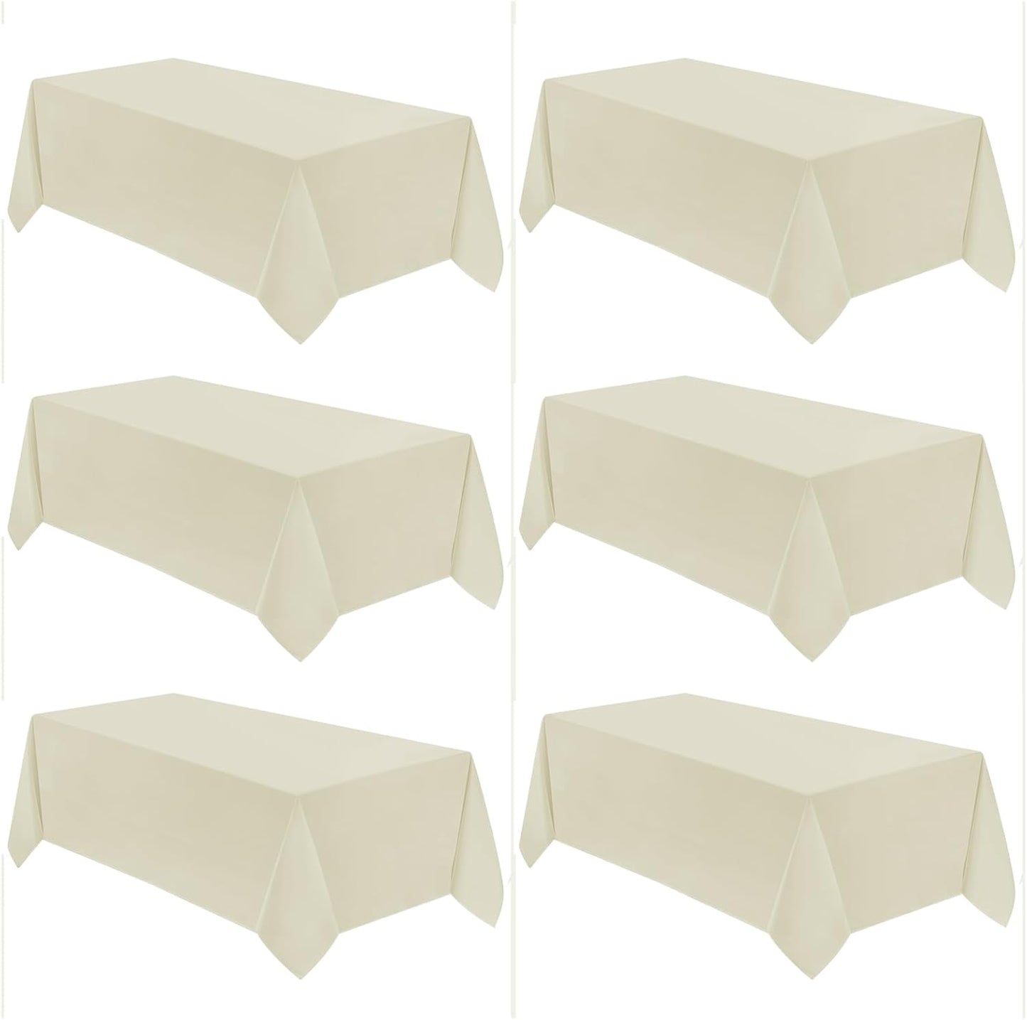 VidaFete Tablecloth 6 Pack 90 * 132inch Rectangle Table Cloth Polyester, Stain Wrinkle Resistant Polyester Dining Table Cover for Kitchen Dinning Party Wedding Rectangular Buffet Decoration(Ivory)
