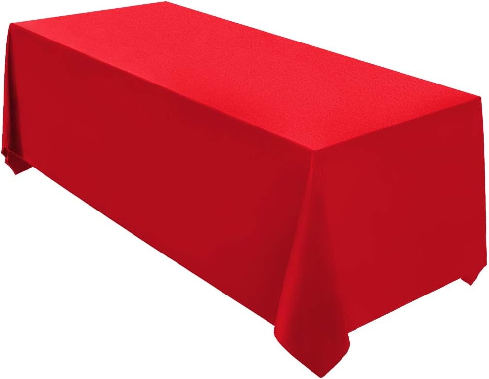 Surmente Red Tablecloth 90 x 132-inch Rectangular Polyester Table Cloth for Weddings, Banquets, or Restaurants