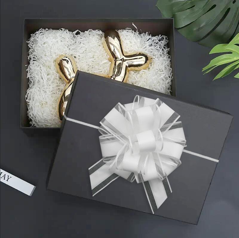 6 Pieces Large Pull Bows,6 inches,Bow for Gift Wrapping,Pull Bows for Christmas Party Birthday Gift Wedding Baskets,Valentine's Day Gift Decorations, Flower Decorations (White), BE-03