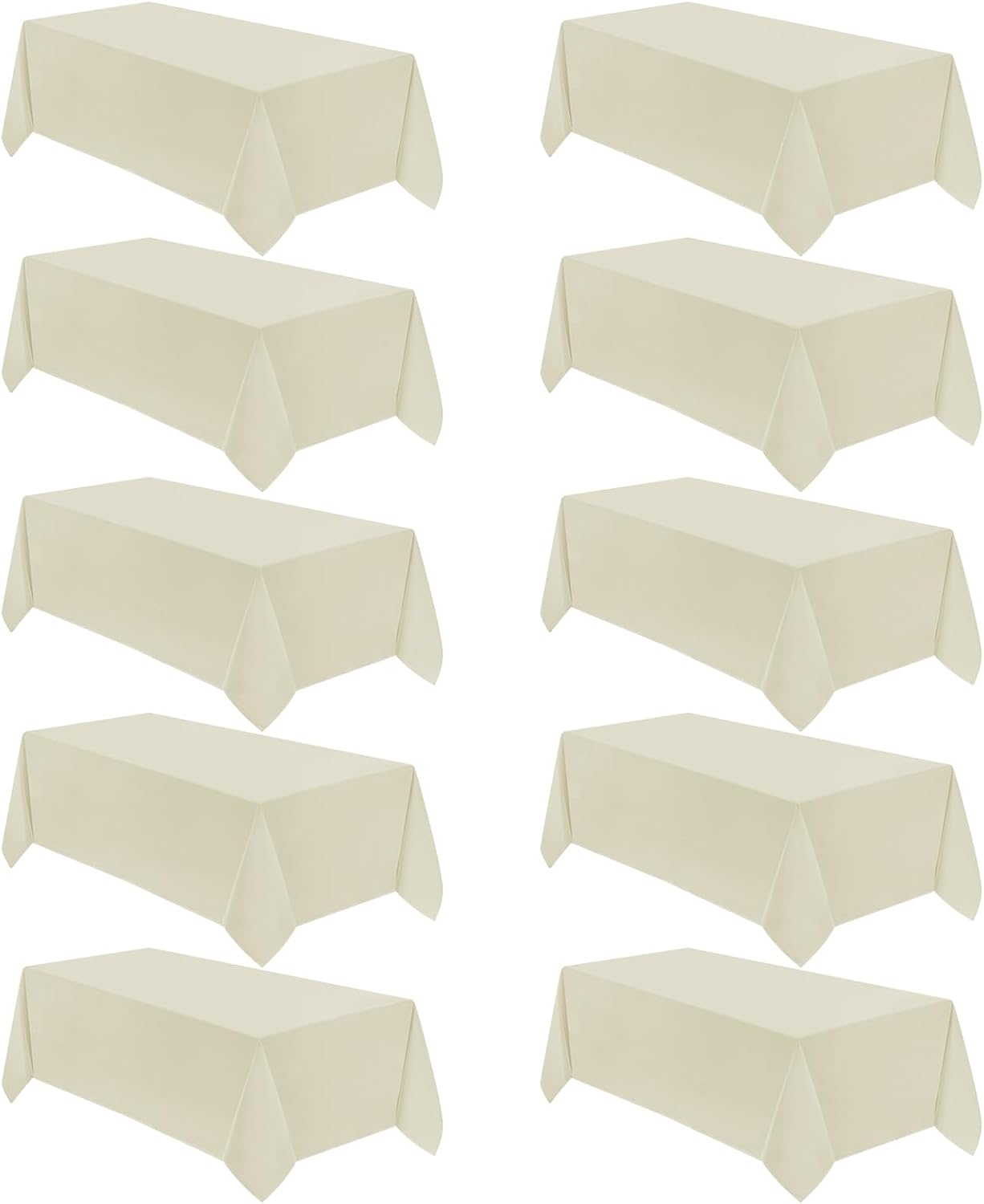 VidaFete Tablecloth 10 Pack 90 * 132inch Rectangle Table Cloth Polyester, Stain Wrinkle Resistant Polyester Dining Table Cover for Kitchen Dinning Party Wedding Rectangular Buffet Decoration(Ivory)