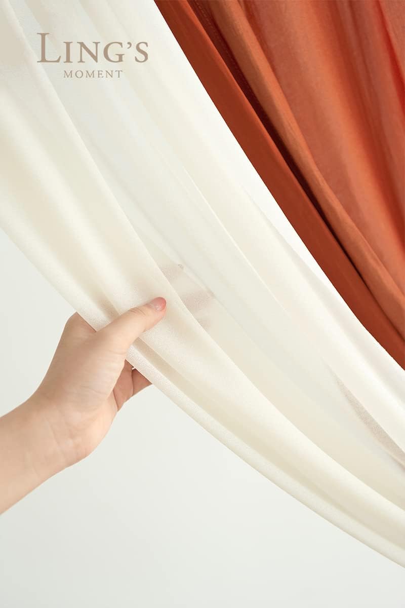 Ling's Moment Fall Artificial Wedding Arch Flowers Kit Pack of 4, 2pcs Hanging Flower Arrangement 2pcs Drapes Ceremony Rose Arbor Backdrop Brunt Orange Terracotta Floral Party Autumn Outdoor Decor