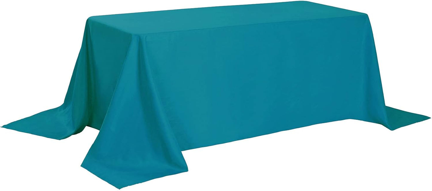 Rectangle Tablecloth 90x132 inch Washable Polyester Fabric Table Cloth for Wedding Party Dining Banquet Decoration（90x132, Caribbean Blue）