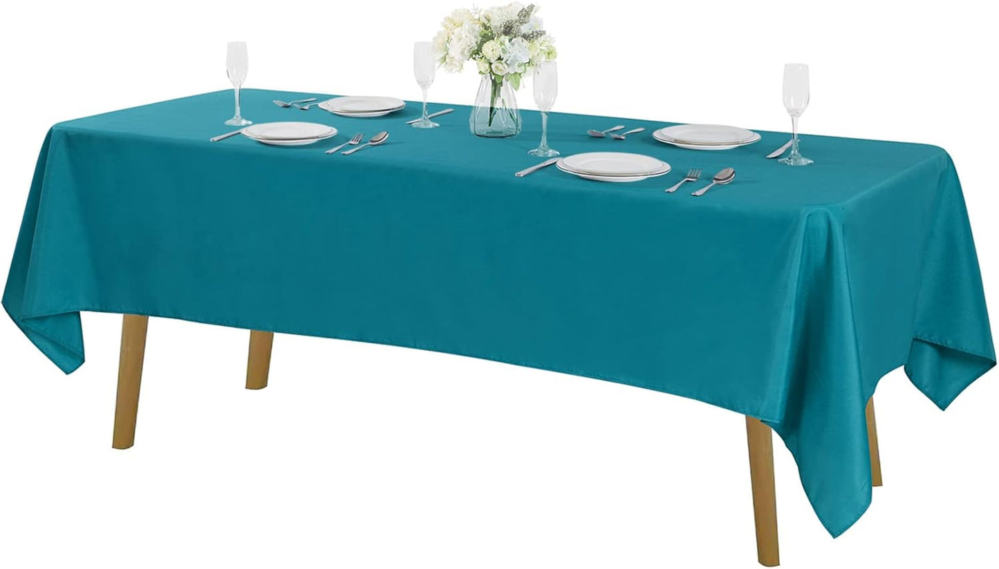 Rectangle Tablecloth 60x120 inch Washable Polyester Fabric Table Cloth for Wedding Party Dining Banquet Decoration（60x120, Teal）