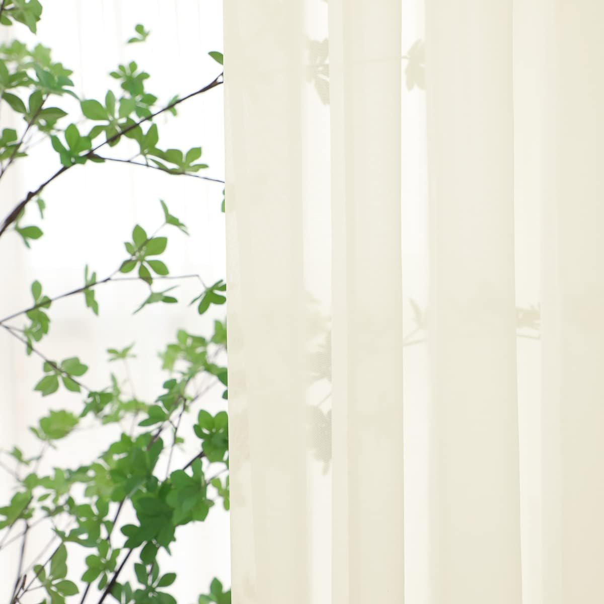 Window Beige Sheer Curtains 84 Inches Long 2 Panels Sheer Curtain Basic Rod Pocket Panel for Bedroom Children Living Room Yard Kitchen (Beige, 52" W x 84" L | 2 pcs)