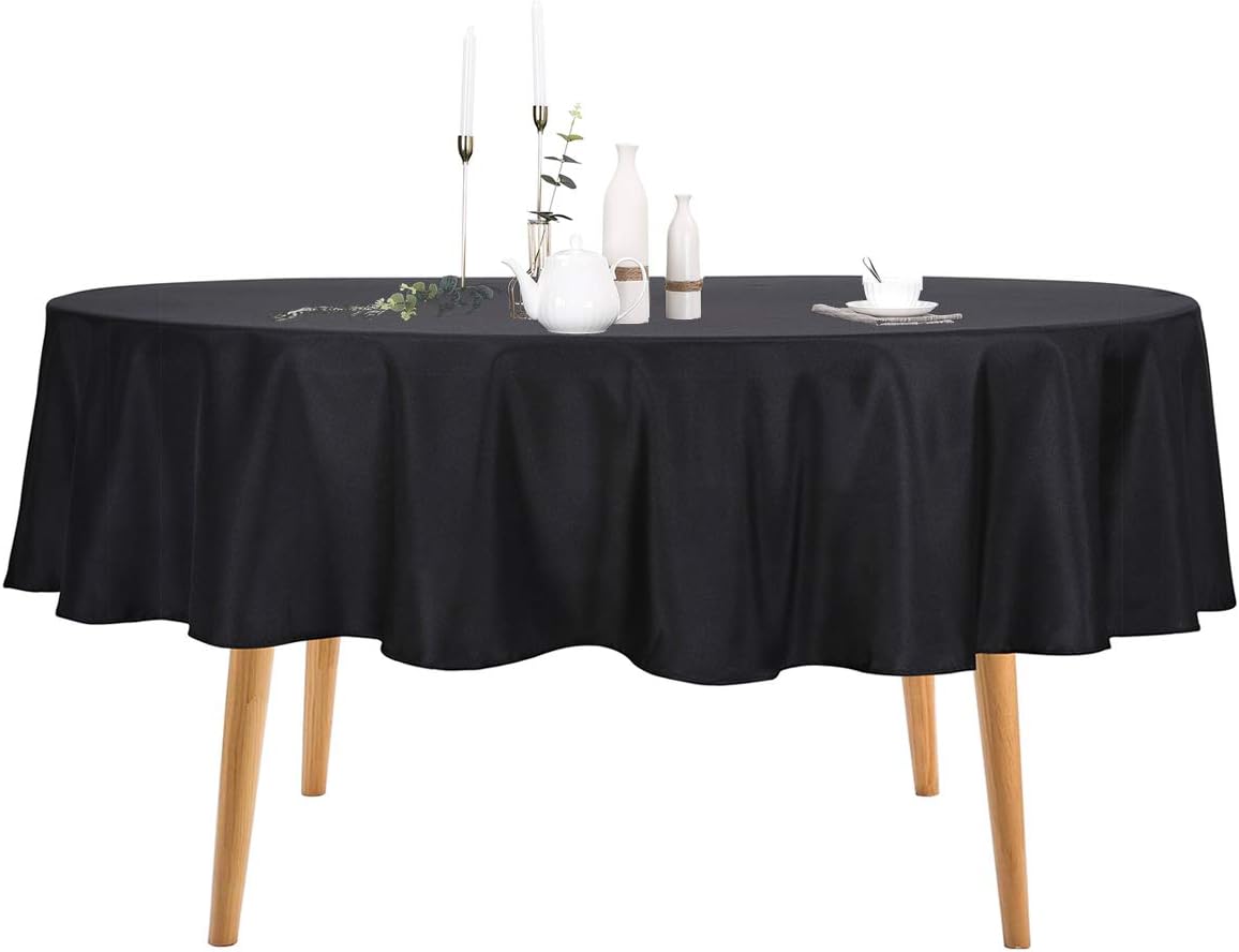 Ascoza 2pack 60 Inch Black Rectangular Tablecloth in Polyester Fabric for Wedding/Banquet/Restaurant/Parties
