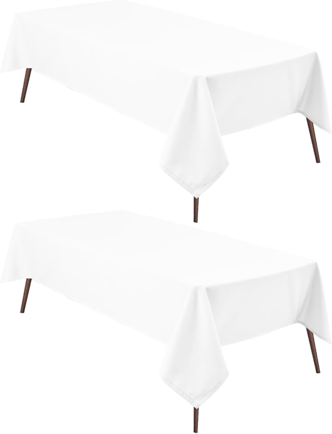 Hiasan 2 Pieces White Rectangle Tablecloth - Waterproof and Spillproof Restaurant Washable Polyester Table Cloth for Dining Room, 60 x 120 Inch