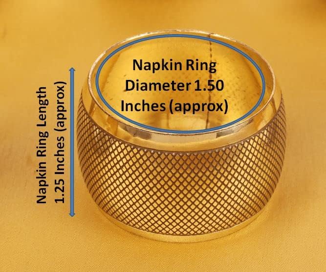 Brass Base Artistic Handcrafted Beautiful Tyre Round Shape Large Size Party Dining Table Napkin Holders in Antique Gold Tone. (Set of 6).