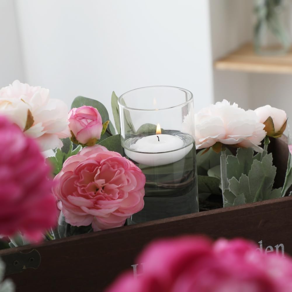 Set of 16 Pcs Glass Cylinder Vases for Centerpieces with 24 Pcs White Floating Candles for Centerpieces Glass Candle Holder for Table Shelf Wedding Party Home Decor (4"+6"+8"+10")