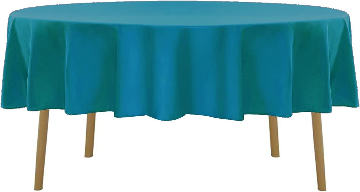 60 inch Round Tablecloth Washable Polyester Table Cloth Decorative Table Cover for Wedding Party Dining Banquet（60 inch,Caribbean Blue）