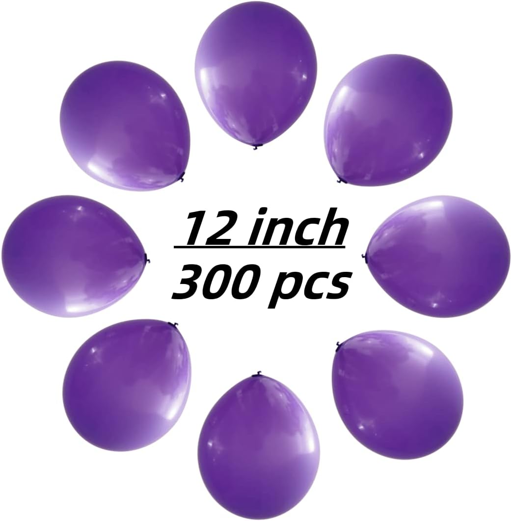 300 Pack Purple Balloons 12 inch Purple Latex Party Balloon Bulk for Various Party Events Decorations