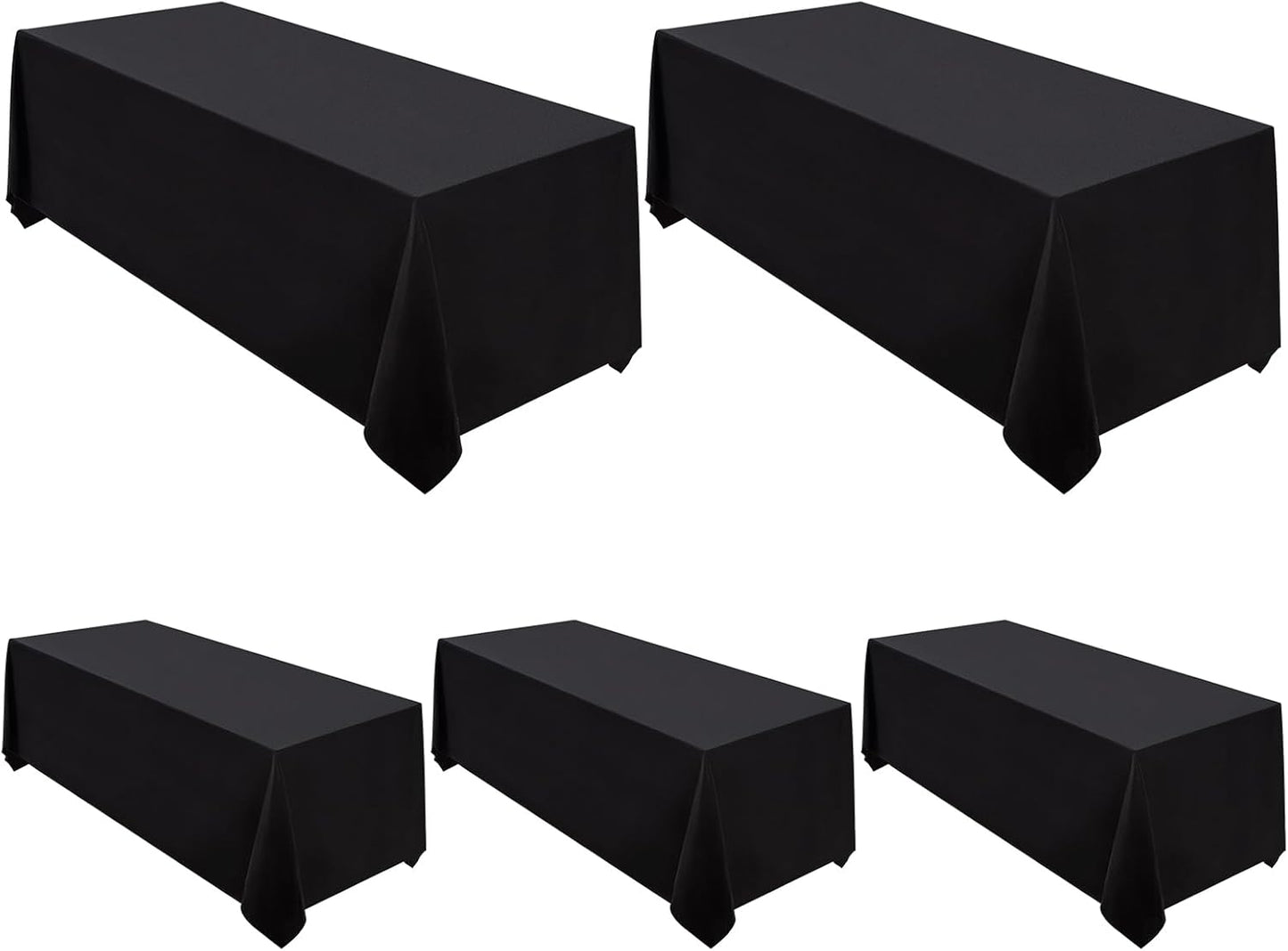 Surmente 5 Pack Black Tablecloth 90 x 132-inch Rectangular Polyester Table Cloth for Weddings, Banquets, or Restaurants