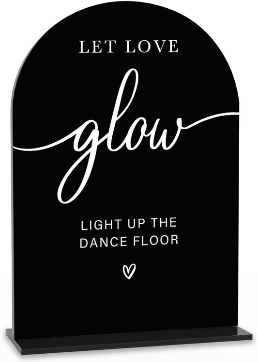 Acrylic Wedding Sign Let Love Glow Sign for Wedding Wedding Signs for Ceremony Modern Calligraphy Arch Acrylic Table Top Sign for Wedding Reception and Event Party Table(black）